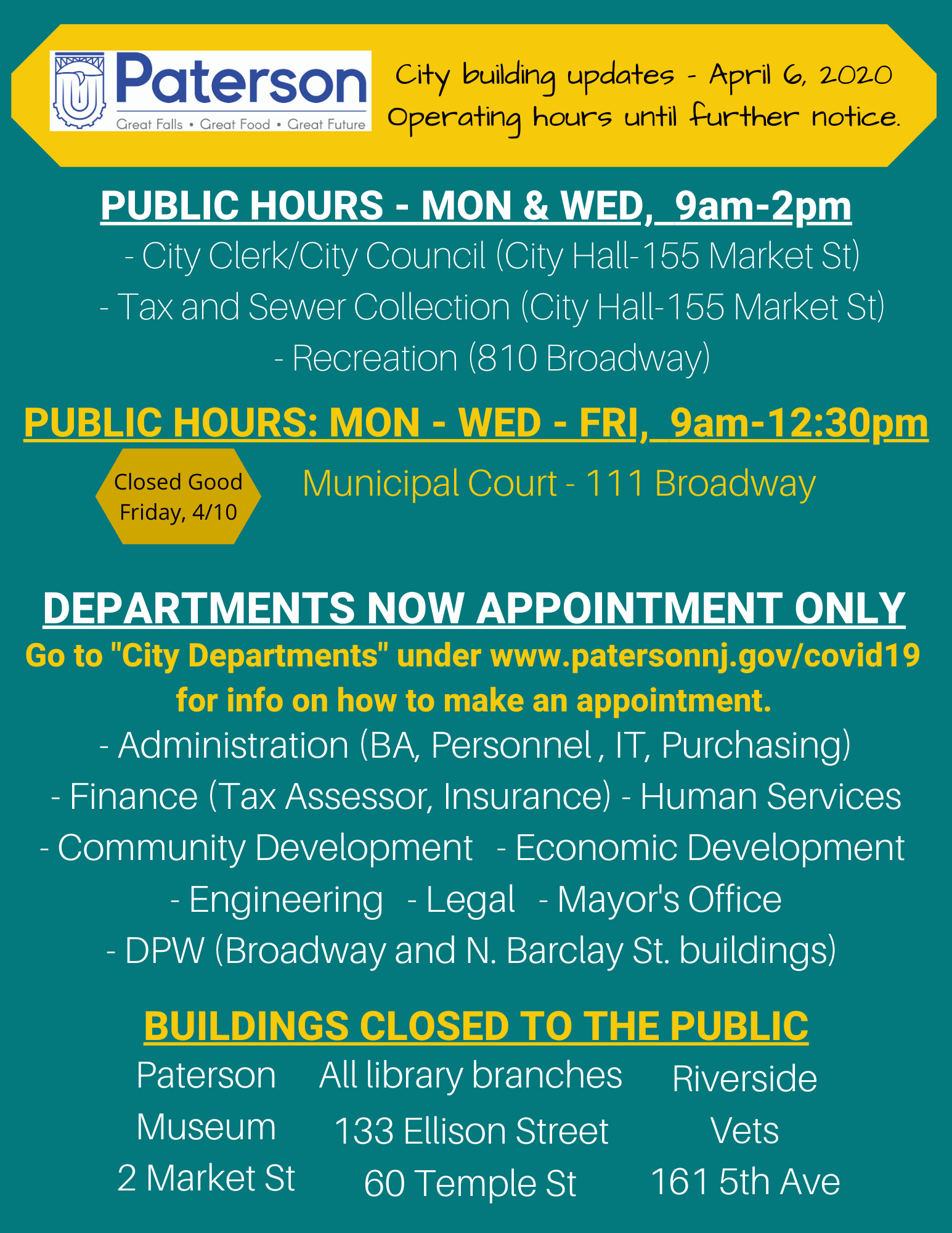 COVID19 Updates / City of Paterson, New Jersey