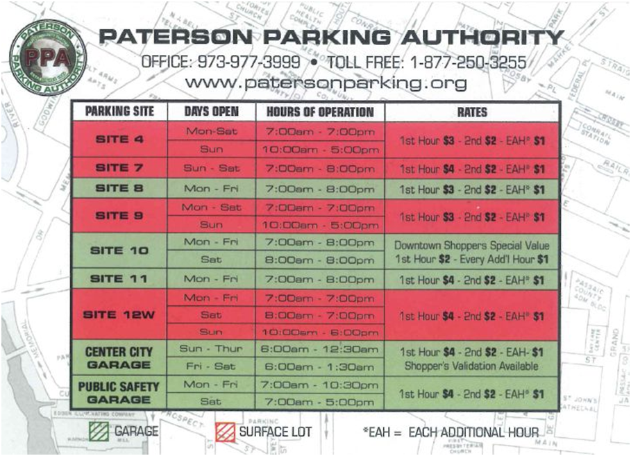 Document Center / Paterson Parking Authority Schedule / New Jersey