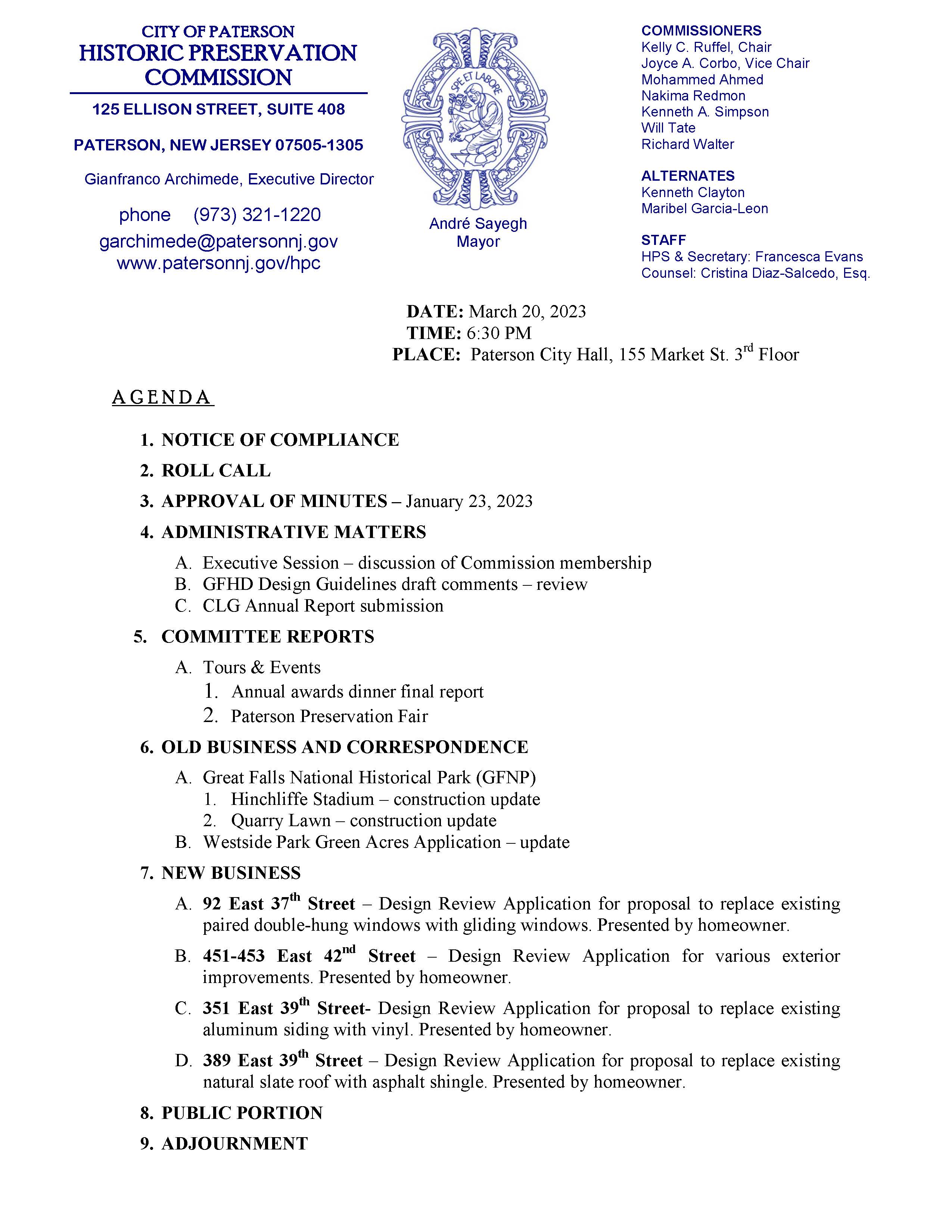 HPC Meeting Agenda - March 20, 2023