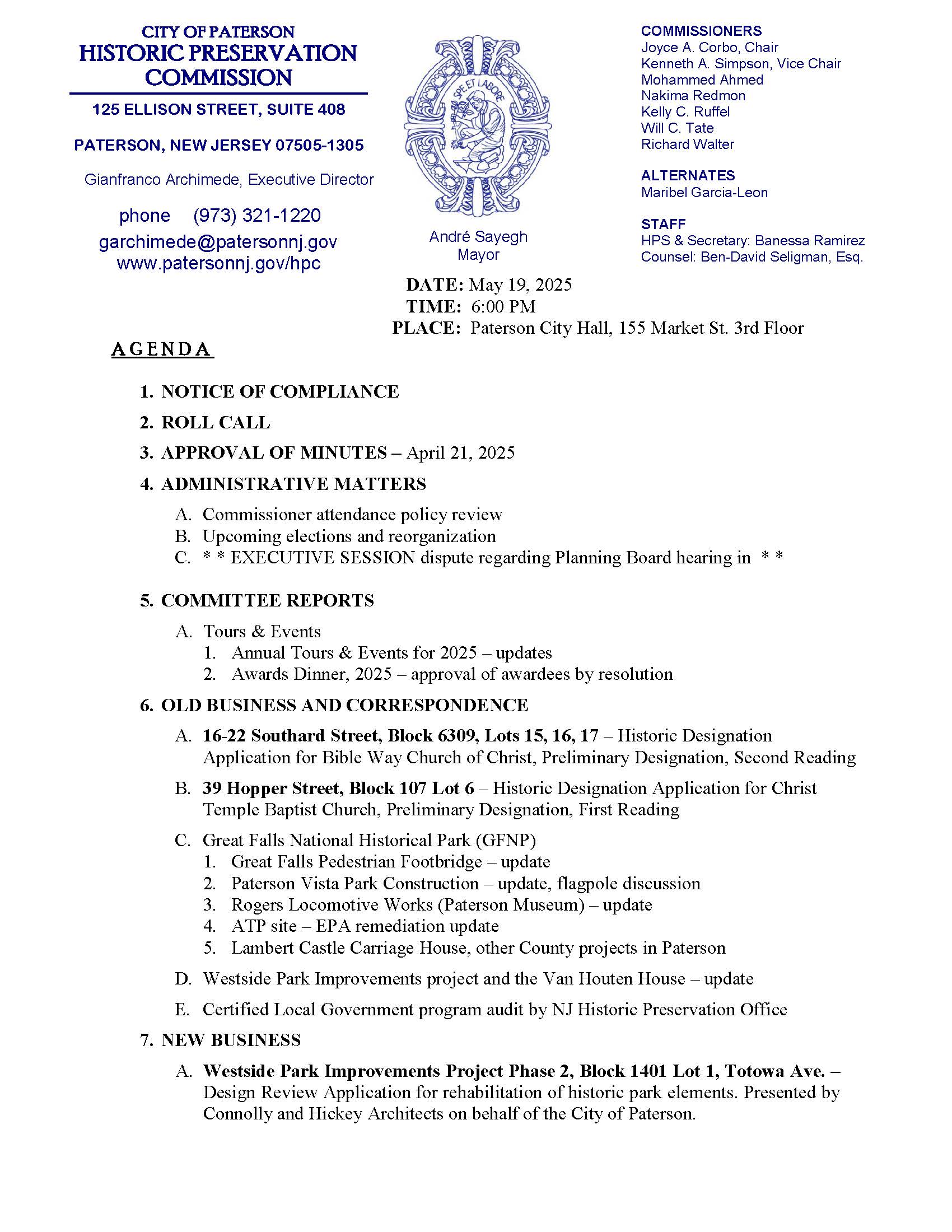 HPC Meeting Agenda May 19, 2025 