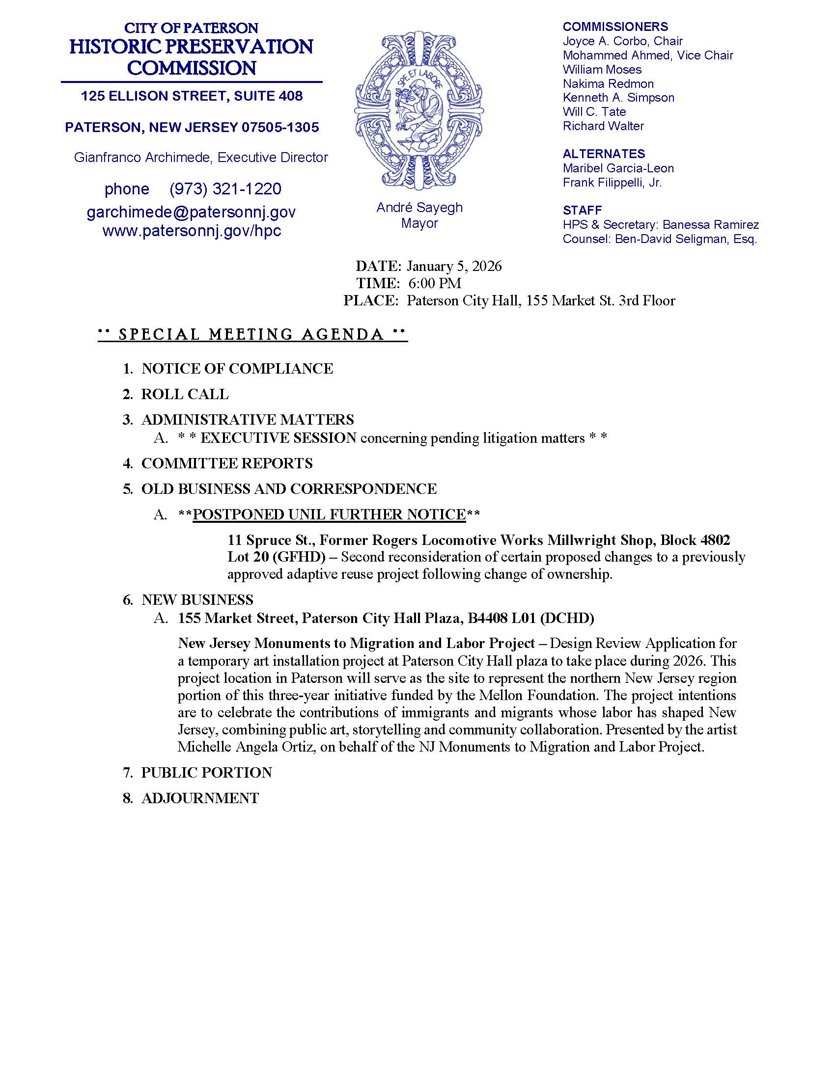 HPC Meeting Agenda - January 5, 2026